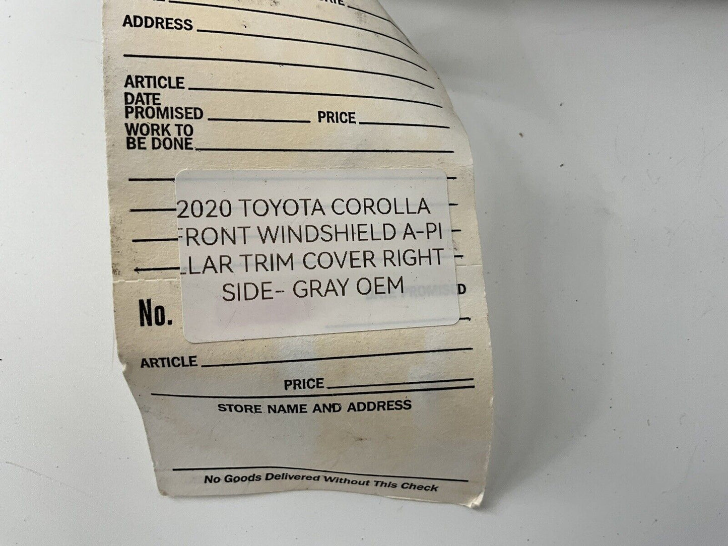 2020 - 2022 TOYOTA COROLLA FRONT RIGHT A PILLAR TRIM COVER PANEL OEM 6221002310